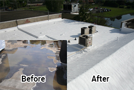 Flat roof repair before and after